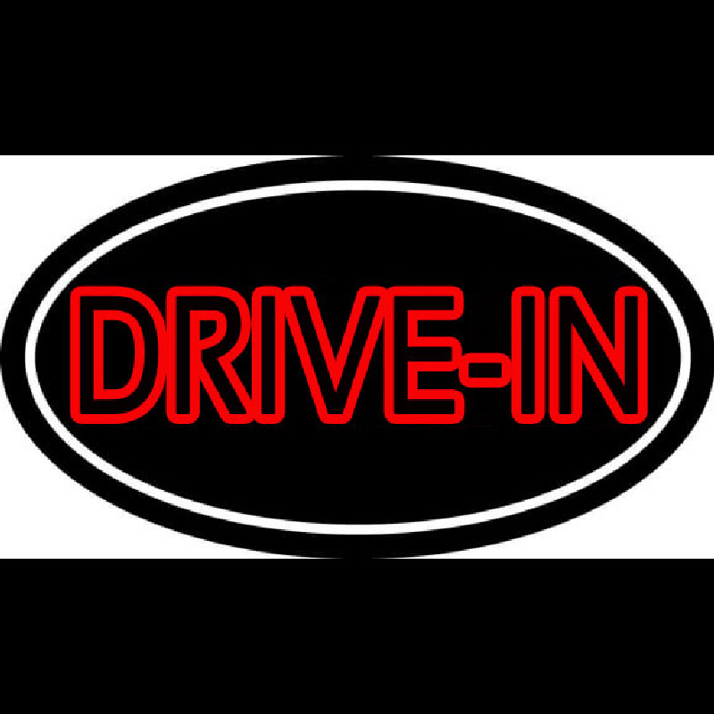 Red Drive In With White Border Leuchtreklame