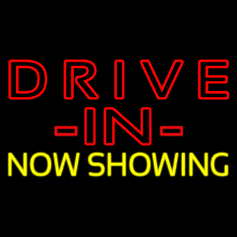 Red Drive In Yellow Now Showing Leuchtreklame