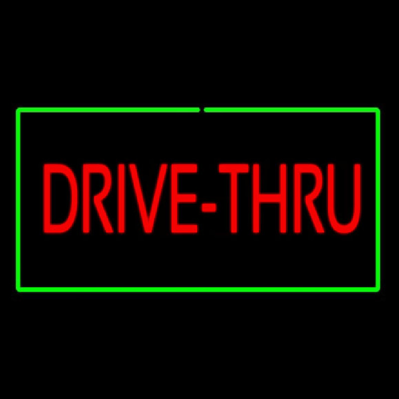 Red Drive Thru Rectangle Green Leuchtreklame