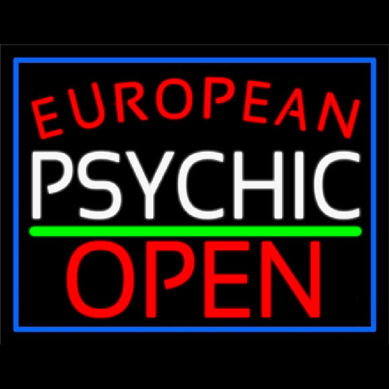 Red European White Psychic Red Open Green Line Leuchtreklame