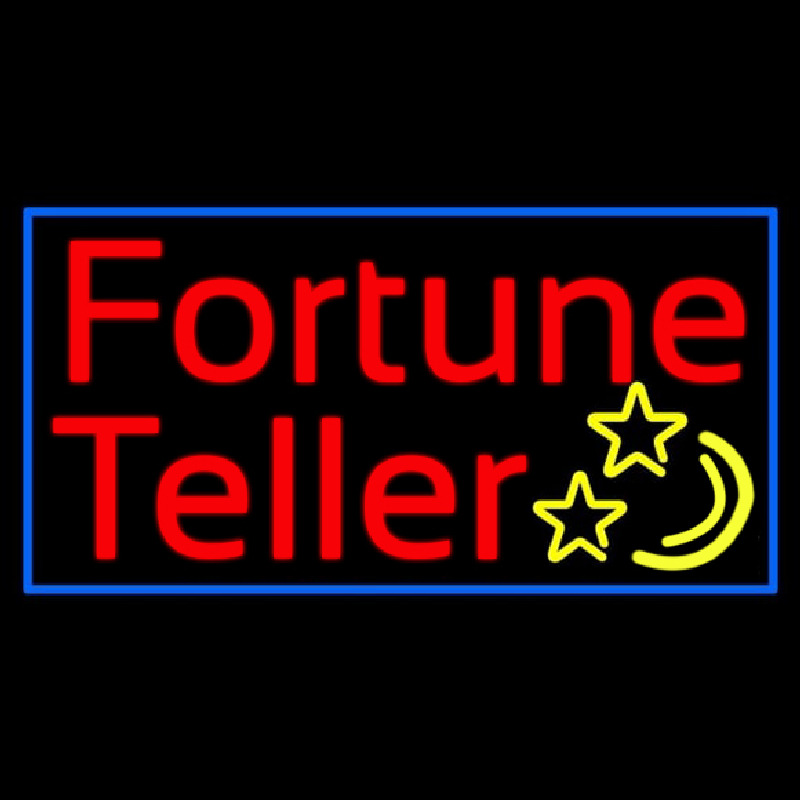 Red Fortune Teller Blue Border Leuchtreklame