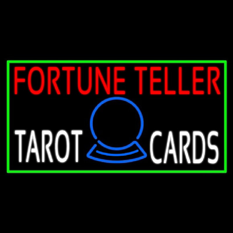 Red Fortune Teller White Tarot Cards With Green Border Leuchtreklame