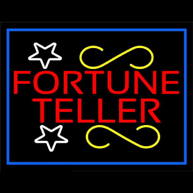 Red Fortune Teller With Blue Border Leuchtreklame