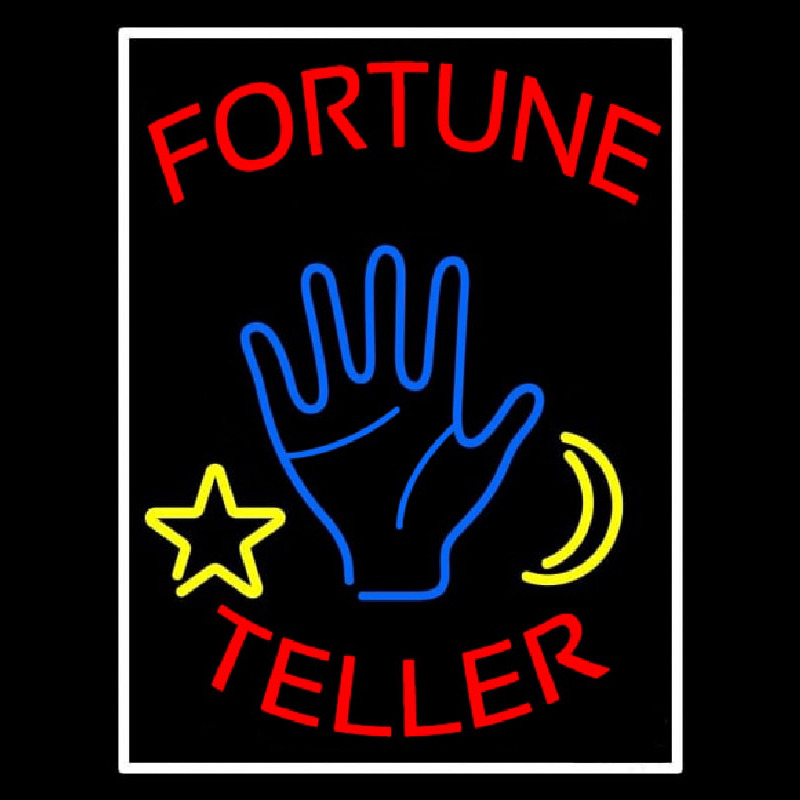 Red Fortune Teller With Logo And White Border Leuchtreklame