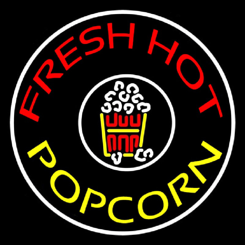Red Fresh Hot Yellow Popcorn Leuchtreklame
