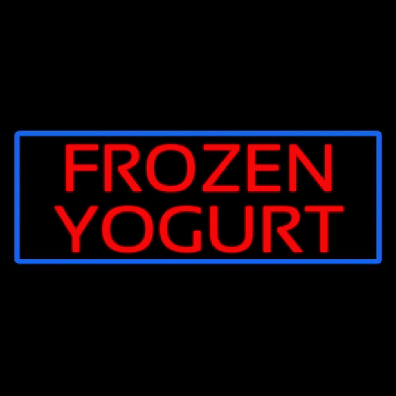 Red Frozen Yogurt With Blue Border Leuchtreklame