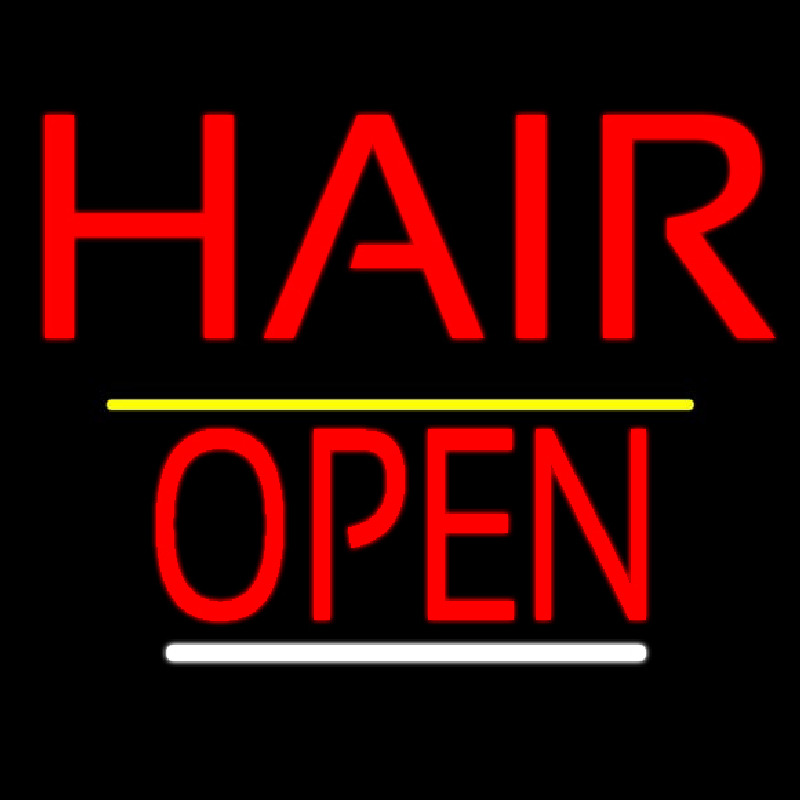 Red Hair Open Yellow Line Leuchtreklame
