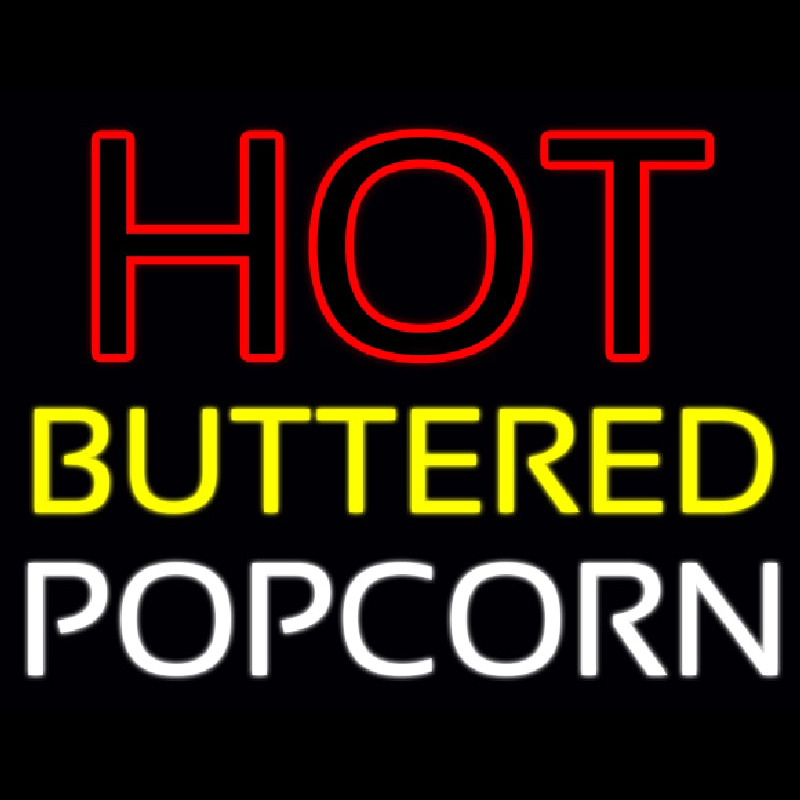 Red Hot Yellow Buttered White Popcorn Leuchtreklame