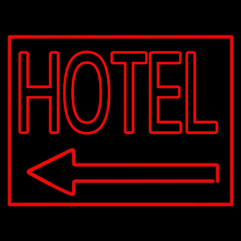 Red Hotel With Arrow Leuchtreklame