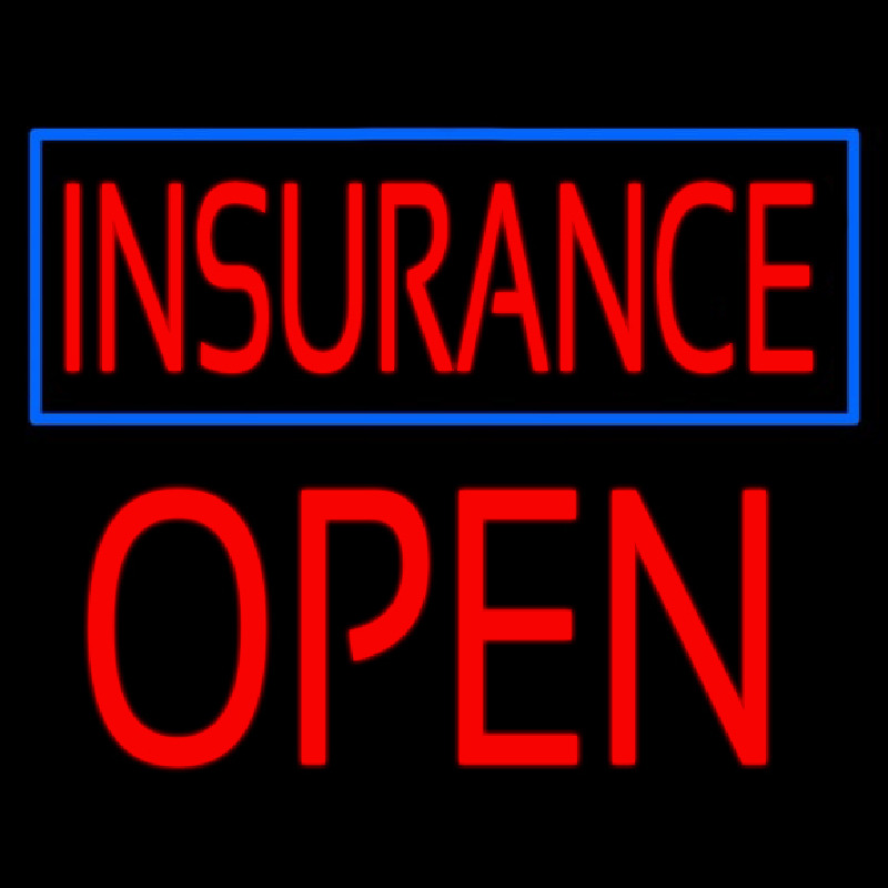 Red Insurance Blue Border Open Block Leuchtreklame