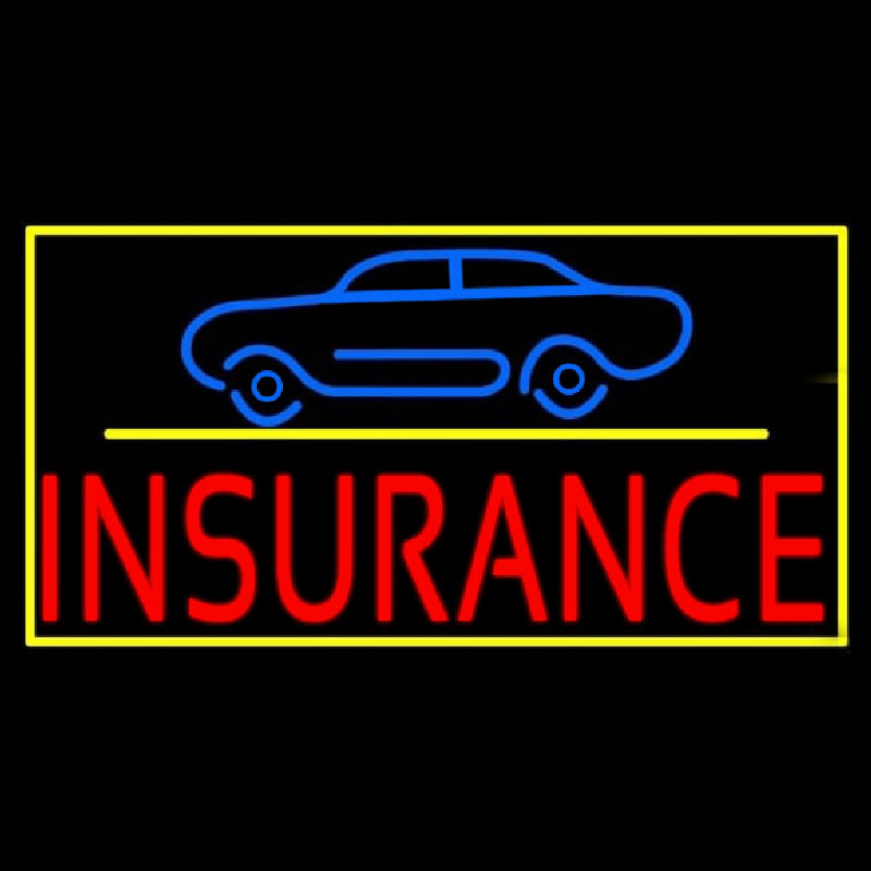 Red Insurance Car Logo With Yellow Border Leuchtreklame