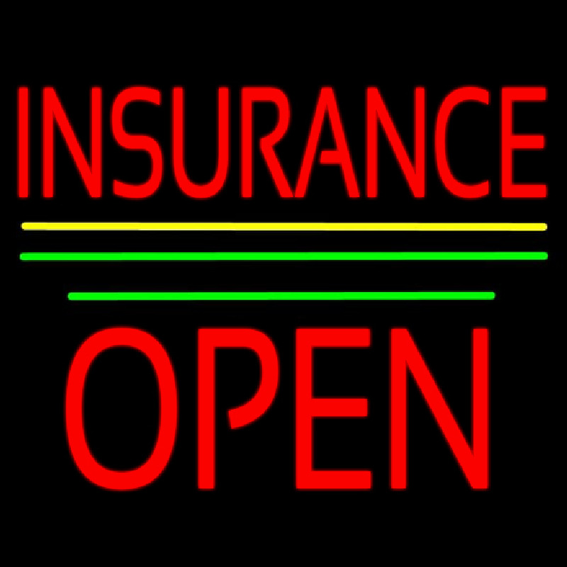 Red Insurance Open Block Yellow Green Line Leuchtreklame