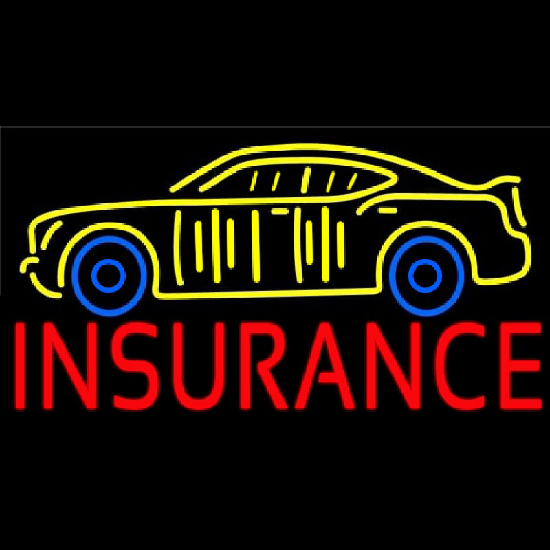 Red Insurance Yellow Car Logo Leuchtreklame