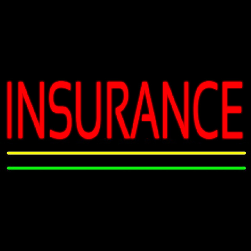 Red Insurance Yellow Green Lines Leuchtreklame