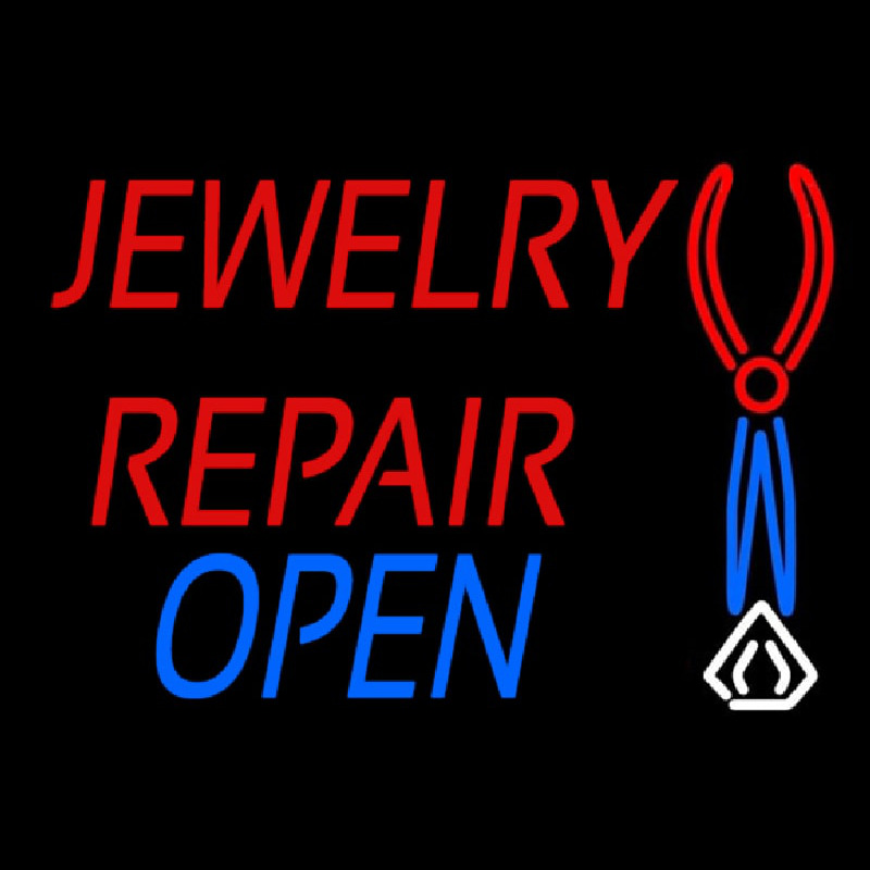 Red Jewelry Repair Blue Open Block Leuchtreklame