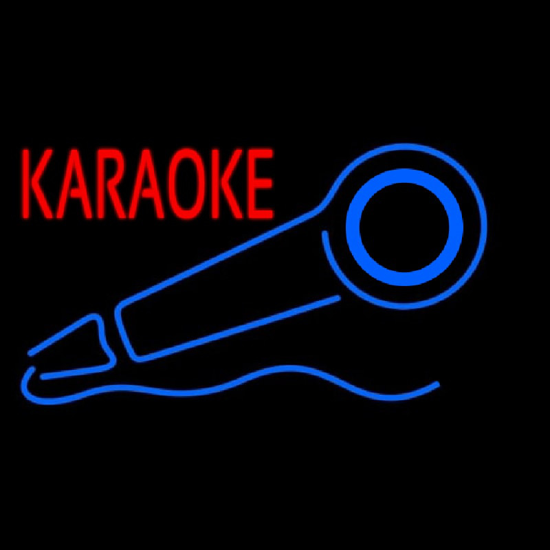 Red Karaoke With Mike Logo 2 Leuchtreklame
