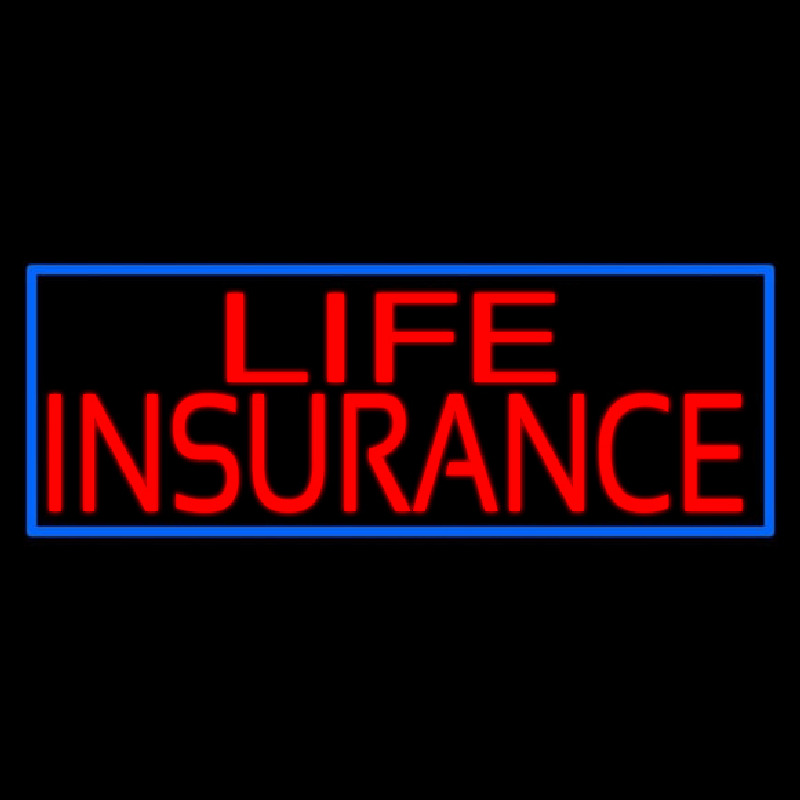 Red Life Insurance Blue Border Leuchtreklame