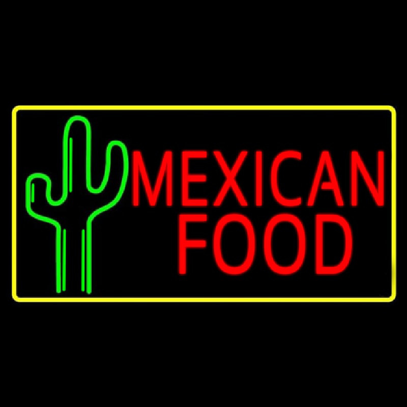 Red Me ican Food With Cactus Logo Leuchtreklame
