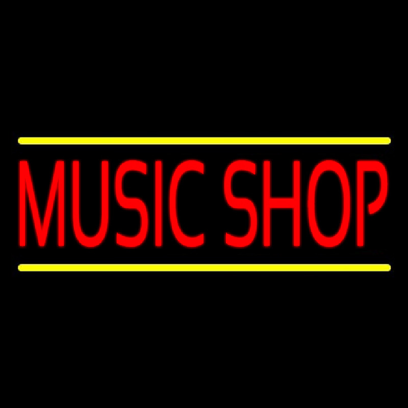 Red Music Shop Yellow Line Leuchtreklame