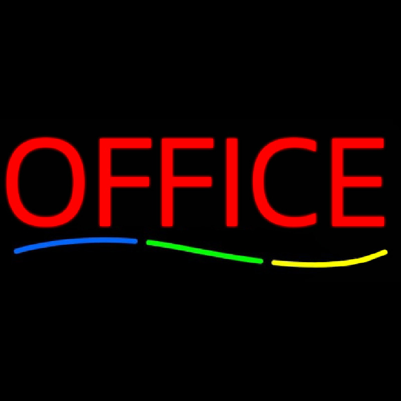 Red Office Multi Colored Line Leuchtreklame