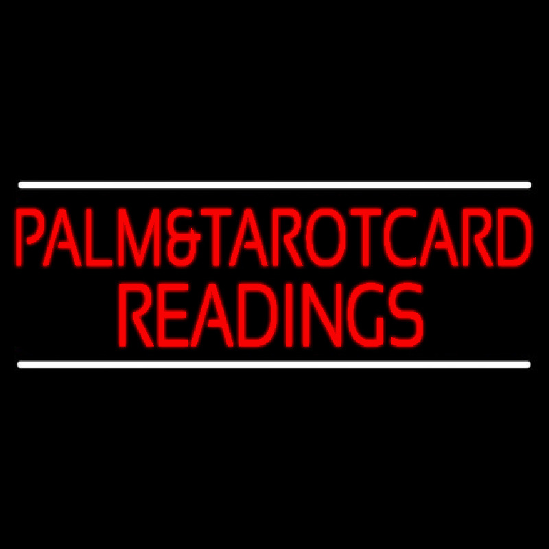 Red Palm And Tarot Card Readings White Line Leuchtreklame