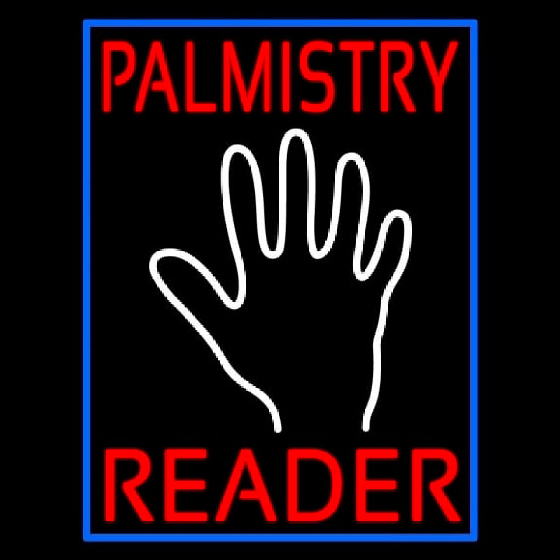 Red Palmistry Reader Blue Border Leuchtreklame