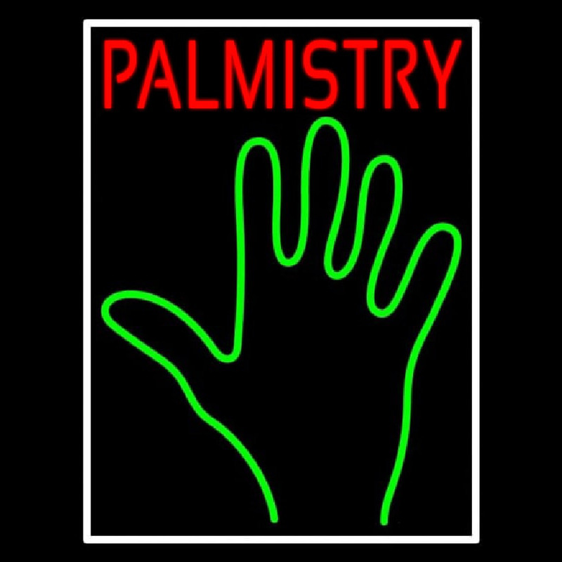 Red Palmistry White Border Leuchtreklame