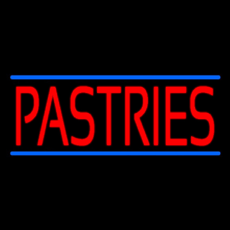 Red Pastries Blue Border Leuchtreklame