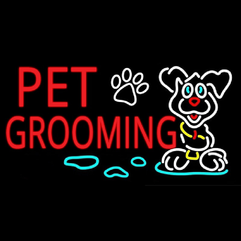 Red Pet Grooming Leuchtreklame