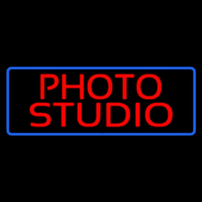 Red Photo Studio Blue Border Leuchtreklame