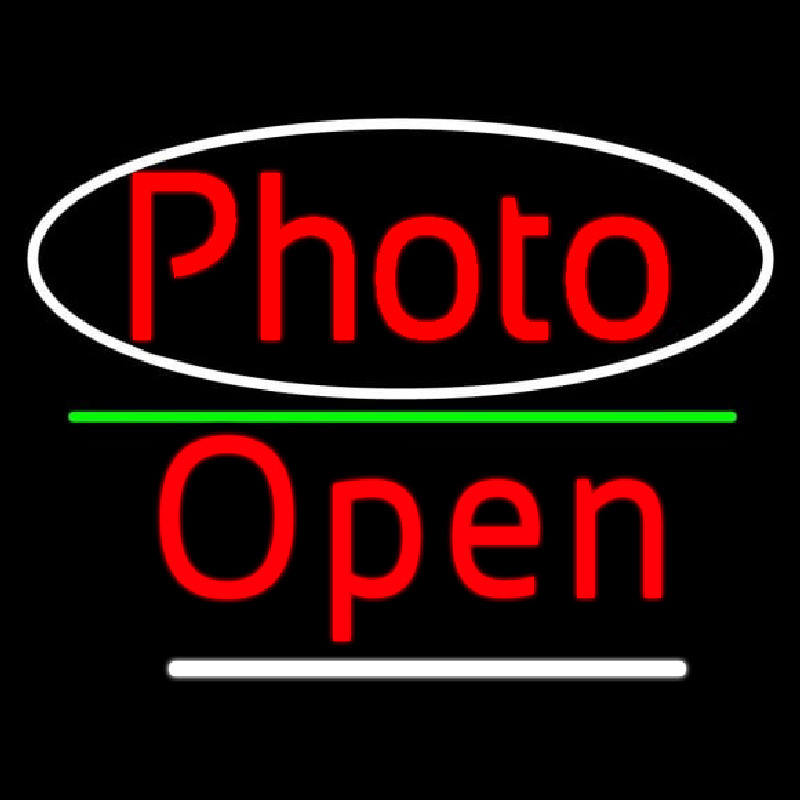 Red Photo With Open 3 Leuchtreklame