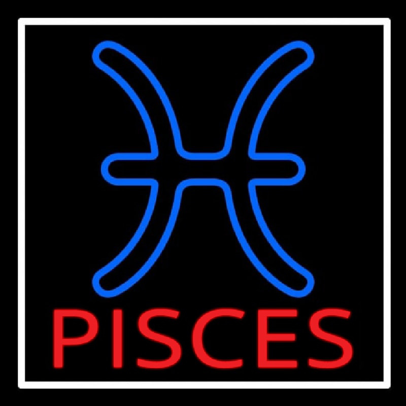 Red Pisces White Border Leuchtreklame