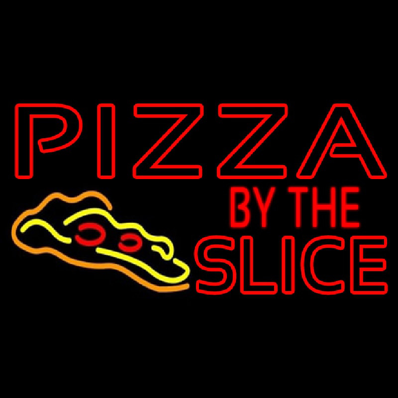 Red Pizza By The Slice Logo Leuchtreklame