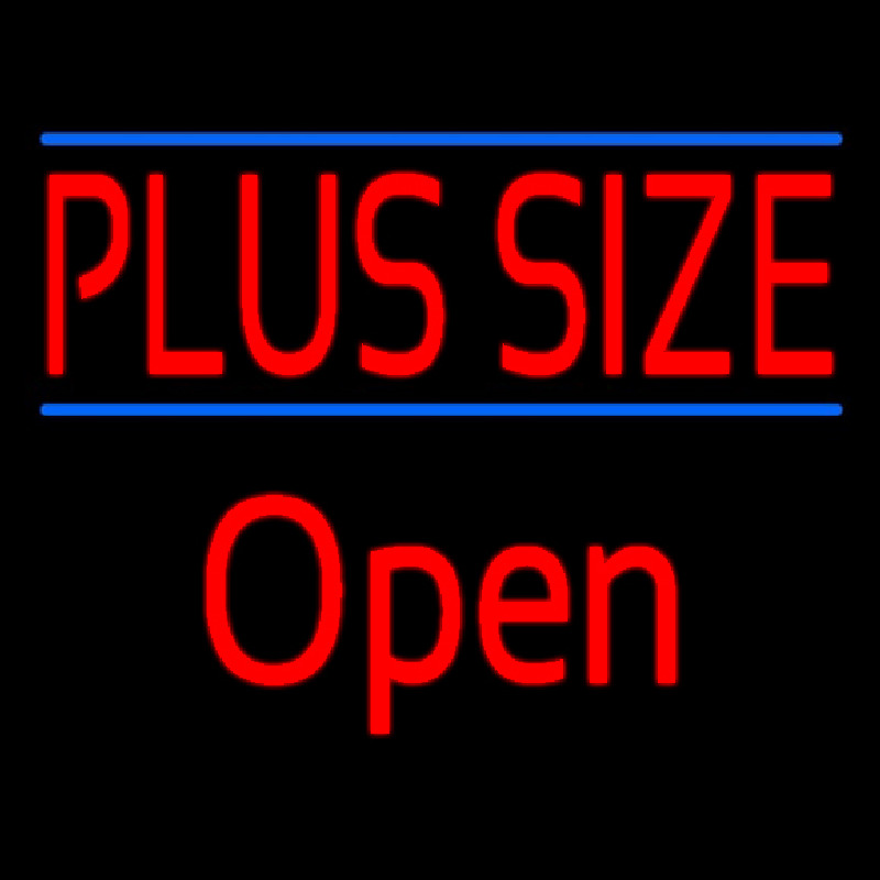 Red Plus Size Blue Lines Open Leuchtreklame