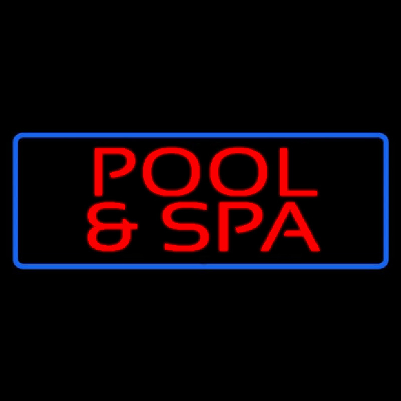 Red Pool And Spa Blue Border Leuchtreklame