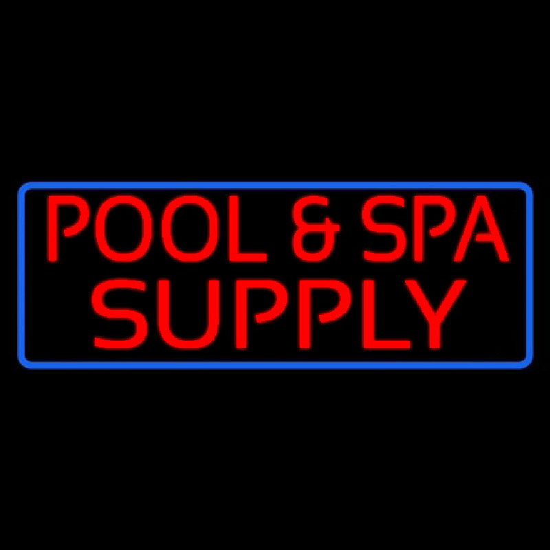 Red Pool And Spa Supply With Blue Border Leuchtreklame