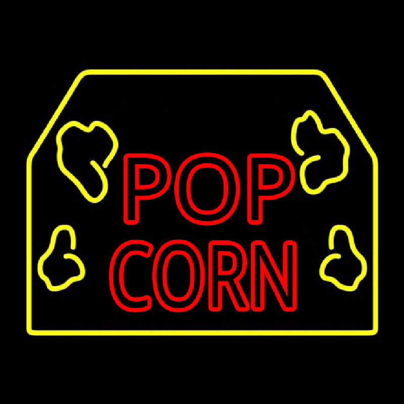 Red Popcorn Logo With Border Leuchtreklame