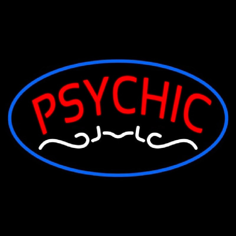 Red Psychic Blue Border Leuchtreklame