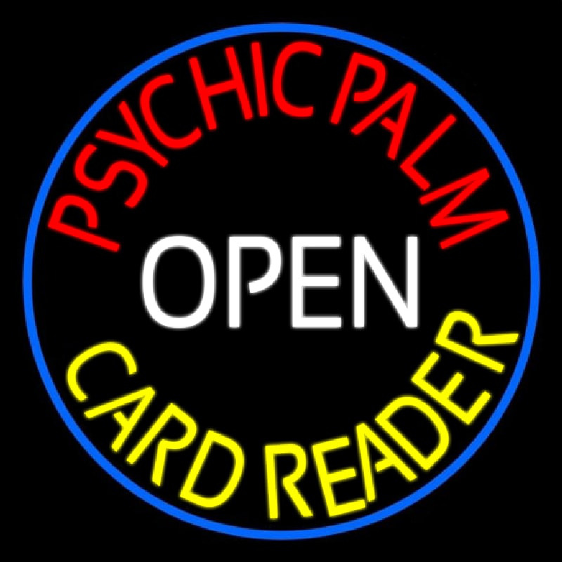 Red Psychic Palm Yellow Card Reader White Open Leuchtreklame