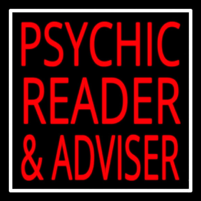 Red Psychic Reader And Advisor With Border Leuchtreklame