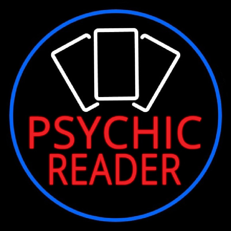 Red Psychic Reader White Cards And Blue Border Leuchtreklame