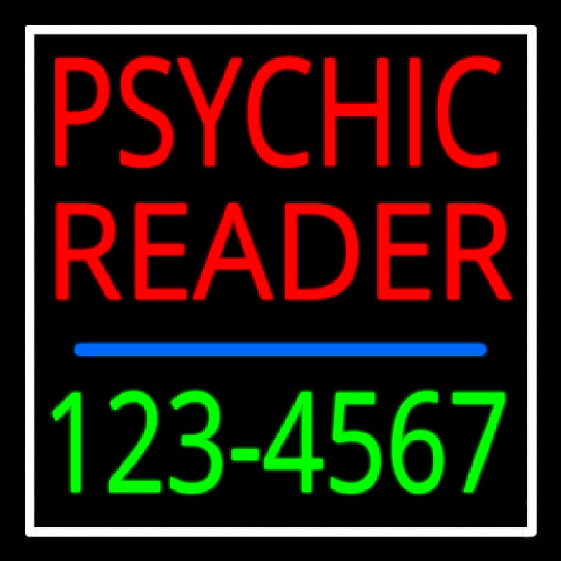 Red Psychic Reader With Green Phone Number Leuchtreklame