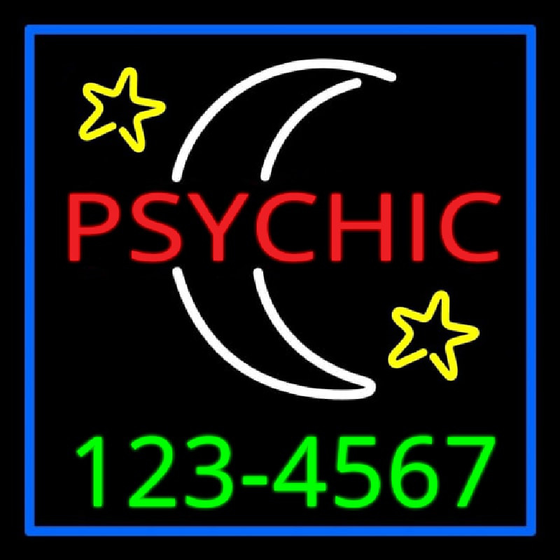 Red Psychic White Logo Green Phone Number Leuchtreklame