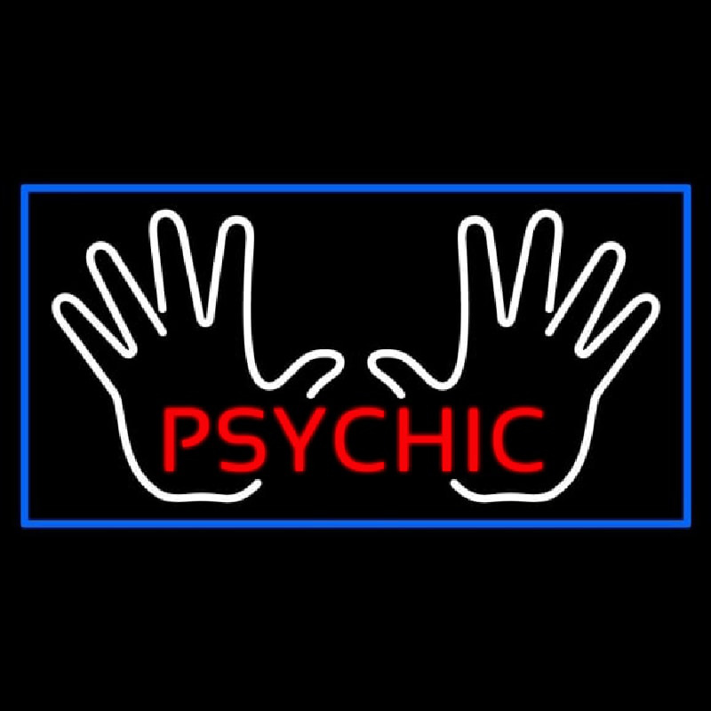 Red Psychic White Palms And Blue Border Leuchtreklame
