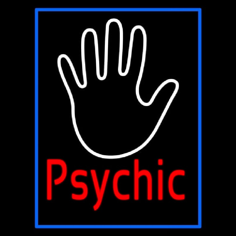 Red Psychic With Blue Border Leuchtreklame