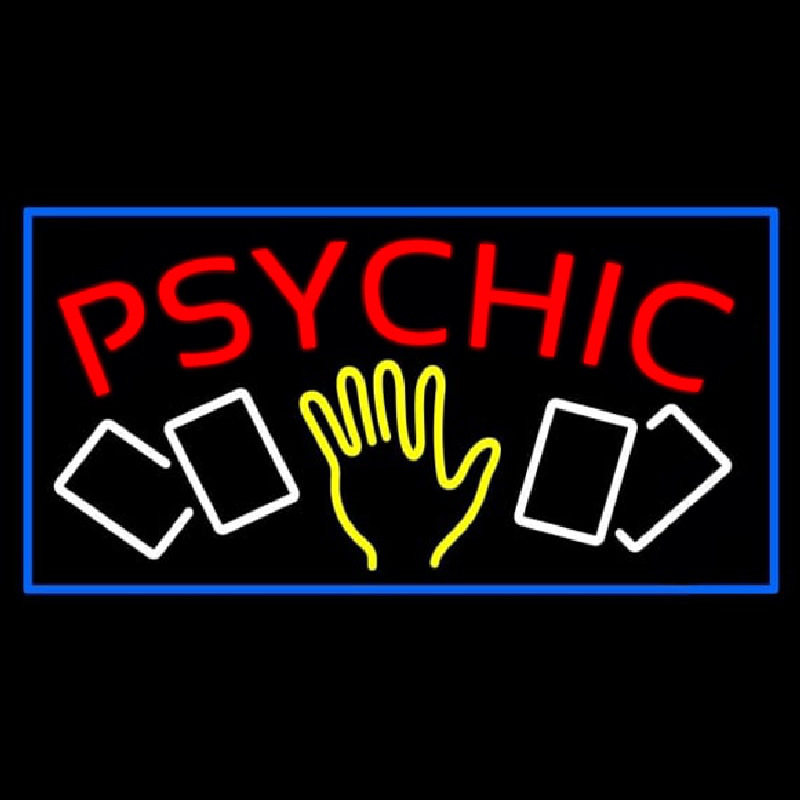 Red Psychic With Logo And Blue Border Leuchtreklame