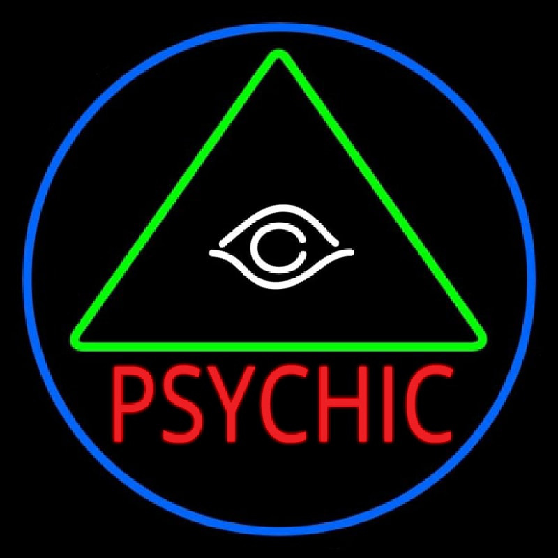 Red Psychic With Logo Blue Border Leuchtreklame
