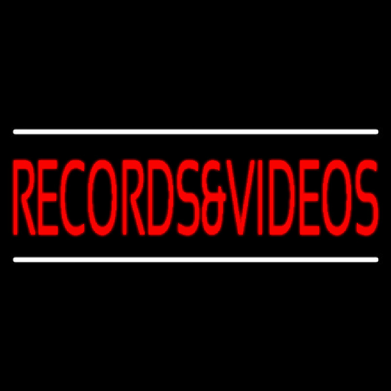 Red Records And Video Block White Line 1 Leuchtreklame
