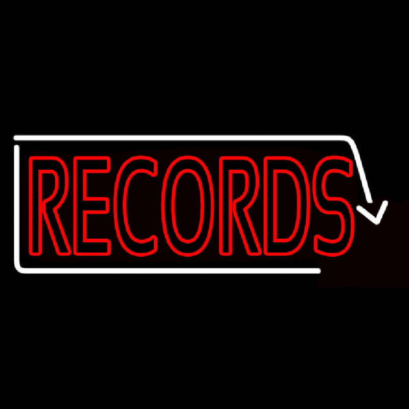 Red Records With White Arrow 2 Leuchtreklame