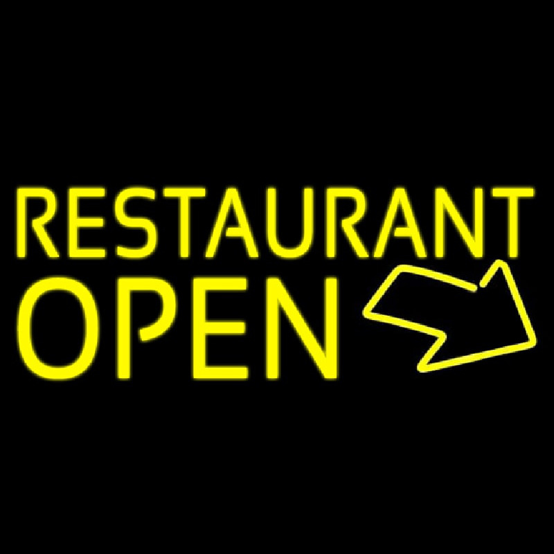 Red Restaurant Open With Arrow Leuchtreklame